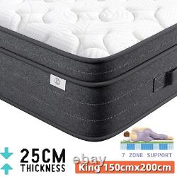 5FT King Hybrid Mattress 10 inch Memory Foam Pocket Sprung Medium Firm 150X200cm