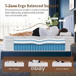 5FT King Mattress, 11 Inch 7-Zone Pocket Sprung Mattress with Memory Foam and So