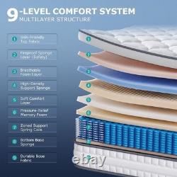 5FT King Size Mattress, Hybrid Orthopedic, Memory Foam, 1000 Pocket Springs