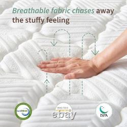 5ft King Size Mattress, Memory Foam Pocket Sprung Hybrid Mattress, 150×200x27cm