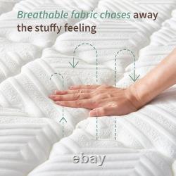 5ft King Size Mattress, Memory Foam Pocket Sprung Hybrid Mattress, 150×200x27cm