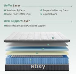 5ft King Size Mattress, Memory Foam Pocket Sprung Hybrid Mattress, Orthopedic