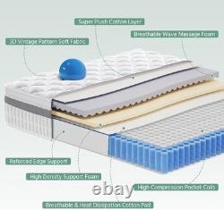 5ft King Size Mattress, Memory Foam Pocket Sprung Hybrid Mattress, Orthopedic
