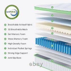 5ft King Size Mattress, Memory Foam Pocket Sprung Hybrid Mattress, Orthopedic