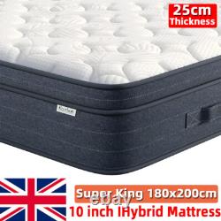 6FT Super King Hybrid Mattress Memory Foam Pocket Sprung Medium Firm 180x200cm