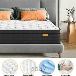 8 Memory Foam Hybrid Mattress Pocket Sprung Orthopedic Pillow Top 3ft 4ft 4ft6