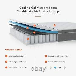 8 Pocket Sprung Mattress Gel Memory Foam Hybrid Mattress Orthopedic Single Size