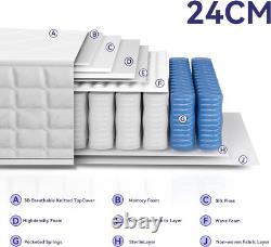 9.4 Inch King Size Mattress 5FT 9-Zone Pocket Sprung Mattress with Memory Foam a