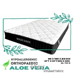 Aloe Vera-infused Single 3ft Black Border Memory Foam Pocket Sprung Mattress