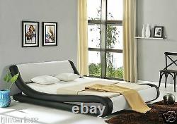 Amari Modern Designer Double Or King Size Leather Bed With Memory Foam Mattress