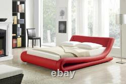 Amari Modern Designer Double Or King Size Leather Bed With Memory Foam Mattress