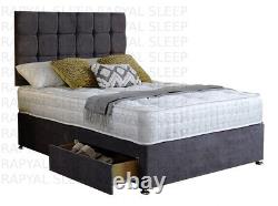 Amazing Quality Suede Memory Foam Divan Bed Set With Mattress Headboard
