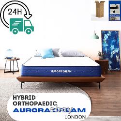 Aurora Dream Single Hybrid Mattress 3ft Blue Border Luxury Memory Foam Pocket Sp