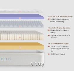 BDEUS 7-Zone Pocket Spring Memory Foam Hybrid Mattress NEW! 6FT SUPER-KINGSIZE