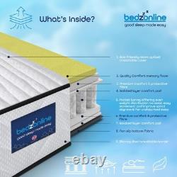 BEDZONLINE Pocket Spring Memory Foam Hybrid Mattress 3ft Single (190x90x20cm)