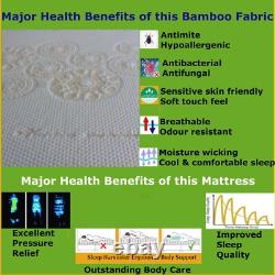 Bamboo Memory Foam Pocket Wool Mattress Medical Memory 3ft 4ft6 Double 5ft 6ft