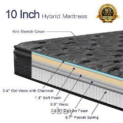 BedStory 10in Single Mattress Memory Foam 7 Zone Pocket Sprung Hybrid Mattress