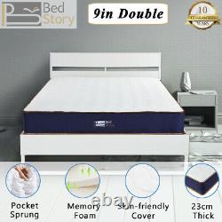 BedStory 22cm Pocket Spring 4ft6 Double Mattress Memory Foam Orthopedic Mattress