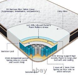 BedStory 25cm Memory Foam Pocket Sprung Hybrid 4ft6 Double Size Mattresses Firm
