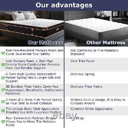 BedStory 25cm Pocket Spring Memory Foam Hybrid King Size Mattress Medium Firm