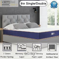 BedStory 7 Zones Pocket Sprung Memory Foam 3ft Single 4ft6 Double Mattress 22cm