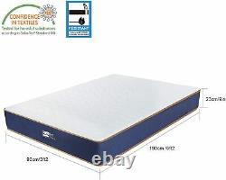 BedStory 9in Memory Foam Pocket Spring Hybrid Mattress Single 3ft Medium Firm