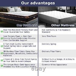 BedStory Double Mattress Pocket Sprung Bed Mattress Hybrid Memory Foam Mattress