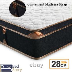 BedStory Mattress Memory Foam Pocket Spring Double 4FT6 Bamboo Fiber Cover