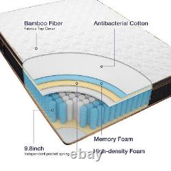 BedStory Mattress Memory Foam Pocket Spring Double 4FT6 Bamboo Fiber Cover