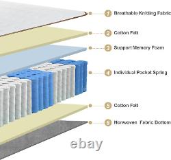 BedStory Single Mattress, 9 Inch Memory Foam Pocket Spring Mattress, 3ft Spring