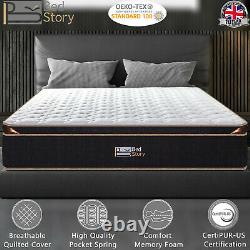 Bedstory 10in Mattress Pocket Spring Memory Foam Hybrid Mattresses Double 4ft6