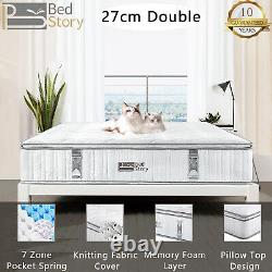 Bedstory Single Double Memory Foam Pocket Sprung Mattress 7 Zones 10in 11in