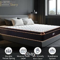 Bedstory Single Double Memory Foam Pocket Sprung Mattress 7 Zones 10in 11in