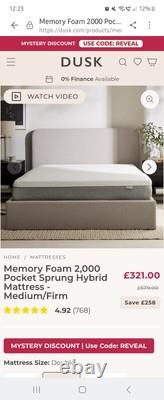 Brand New Dusk Double Mattress Never Opened Memory Foam Pocket Sprung