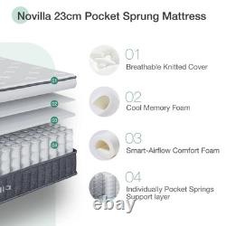 Brand New Novilla Cooling Memory Foam Pocket Sprung Mattress Double