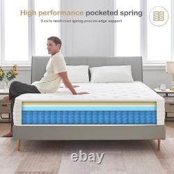 Comfortable 3FT Memory Foam Mattress Medium Firm, 300 Pocket Coils 90x190CM