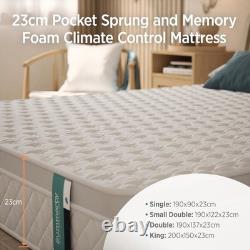 Cooling Hybrid Mattress Breathable Memory Foam & Pocket Springs, Double