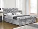 Crushed Velvet Chesterfield Sleigh Ottoman Storage Bed, 4ft6 Double & 5ft King
