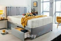 Divan Bed With Memory Foam Mattress & Headboard 3ft Single 4ft6 Double 5ft 6ft