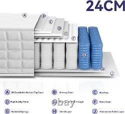 Dosleeps Single Mattress 3FT 9-Zone Pocket Sprung Mattress with Memory Foam and