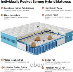 Double Hybrid Mattress 10 Inch Memory Foam Pocket Sprung Medium Firm 135x190cm