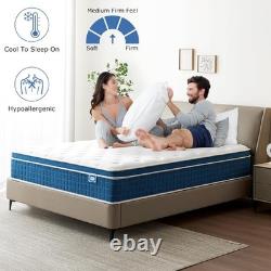 Double Hybrid Mattresses 4FT6, 10.6 inch Memory Foam & Pocket Spring 135x190x2