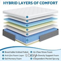 Double Hybrid Pocket Sprung Memory Foam Mattress 3ft 4ft 4ft6 5ft King In a Box