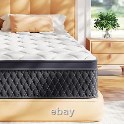Double Mattress 10.6 Inch, Memory Foam Pocket Sprung Mattress 4FT6, Medium Firm