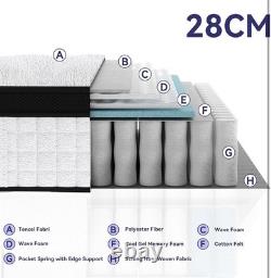 Double Mattress 11 Gel Memory Foam Pocket Sprung Orthopaedic Cool Bed 135x190cm