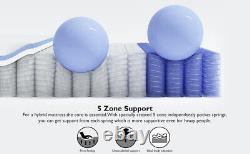 Double Mattress 20cm Medium Firm 5 Zone Memory Foam Hybrid Coil Pocket Spring