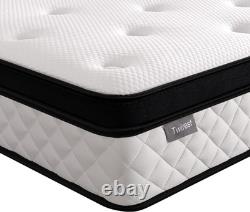 Double Mattress, 22CM Gel Memory Foam Pocket Sprung Mattresses with Breathable S