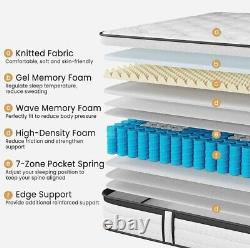 Double Mattress 4FT6,10.6 Inch Gel Memory Foam Pocket Sprung Orthopedic Mattress