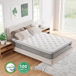 Double Mattress 4FT6, 10 Inch Medium Firm Gel Memory Foam Pocket Sprung Hybrid M
