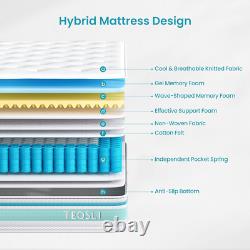 Double Mattress, 4FT6 7-Zone Gel Memory Foam, 10 Inch Pocket Sprung Hybrid